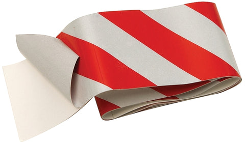 Hy-Ko TAPE-2 Reflective Safety Tape, 24 in L, 2 in W, Vinyl Backing, Red/Silver, Pack of 5