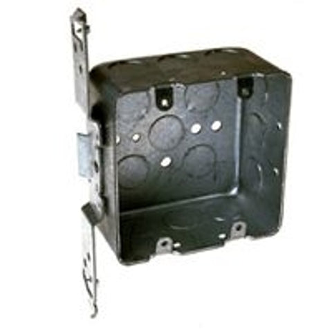 Raco 681 Switch Box, 2-Gang, 2-Outlet, 14-Knockout, 1/2 in Knockout, Steel, Gray, Galvanized, TS Bracket Mounting