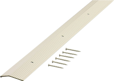 M-D 74336 Carpet Trim, 72 in L, 1.38 in W, Fluted Surface, Aluminum, Almond
