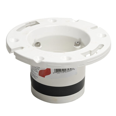 Oatey 43539 Closet Flange, 4 in Connection, PVC, White, For: 4 in Pipes