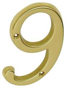 Schlage SC2-3096-605 #9 House Number, Character: 9, 4 in H Character, Brass Character, Brass