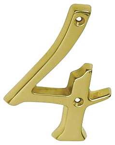Schlage SC2-3046-605 #4 House Number, Character: 4, 4 in H Character, Brass Character, Brass