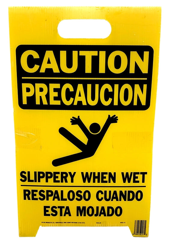 Pfs Shell Hy-Ko PFS-11 Caution Wet Floor Sign, 12-1/4 in W, Yellow Background, C ...