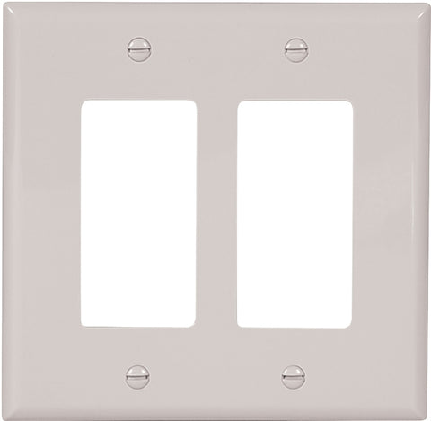 Eaton Wiring Devices PJ262W Wallplate, 4-1/2 in L, 4.56 in W, 2 -Gang, Polycarbonate, White, High-Gloss