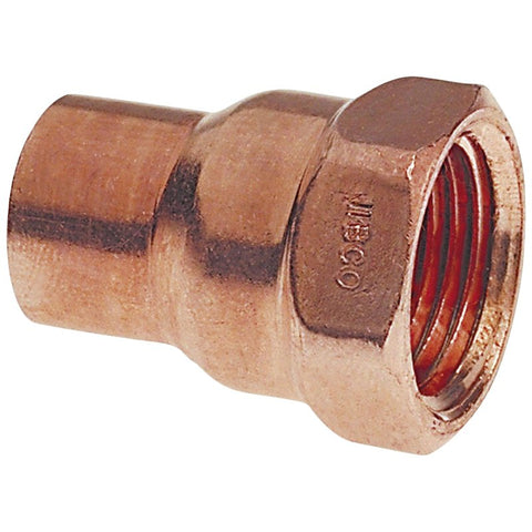 Nibco 603 Series W01080D Reducing Pipe Adapter, 3/4 x 1 in, Sweat x FPT, Copper