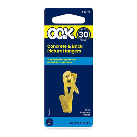 OOK 50035 Picture Hanger, 30 lb, Steel, Brass, Gold, 2/PK