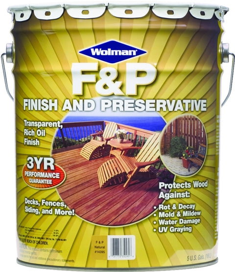 Wolman 14395 Stain and Wood Preservative, Natural, Liquid, 5 gal, Can