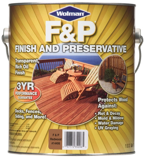 Wolman 14406 Stain and Wood Preservative, Redwood, Liquid, 1 gal, Can, Pack of 4