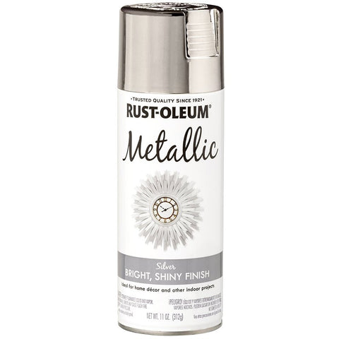 Rust-Oleum 340648 Metallic Spray Paint, Gloss, Silver, 11 oz, Aerosol Can