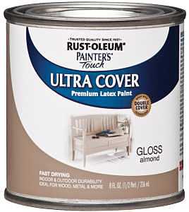 Rust-Oleum 1994730 Enamel Paint, Water, Gloss, Almond, 0.5 pt, Can, 120 sq-ft Coverage Area