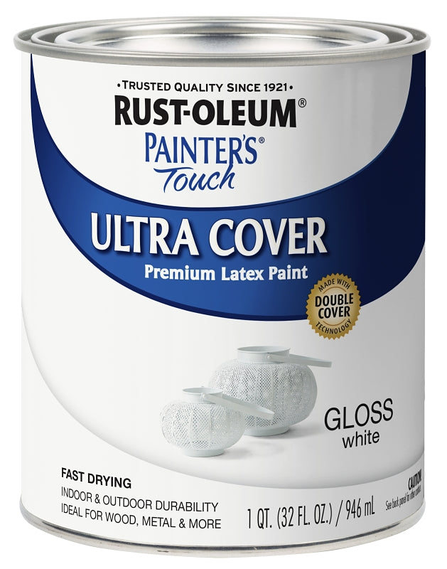 Rust-Oleum 1992502 Enamel Paint, Water, Gloss, White, 1 qt, Can, 120 s ...