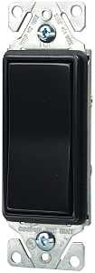 Eaton Wiring Devices 7500 7503BK-BOX Rocker Switch, 15 A, 120/277 V, 3-Way, Lead Wire Terminal, Black