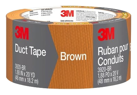 3M 3920-BR Duct Tape, 20 yd L, 1.88 in W, Polyethylene Backing, Brown