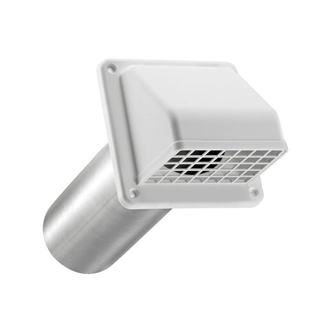Lambro 222WS Hood Vent, 5-1/2 in W Hood, 5.69 in H Hood, 3 in Duct, Plastic Hood, White Hood