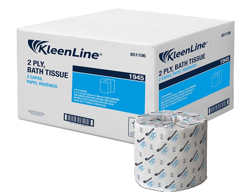 KleenLine 851106 Bath Tissue, 3.5 in L x 4.1 in W Sheet, 146 ft L Roll ...