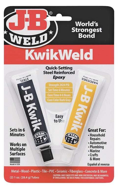 J-B Weld 8276 Cold Weld Epoxy, Dark Gray, Solid, 1 oz Tube, Compositions: Bisphenol A- Epichlorhydrin
