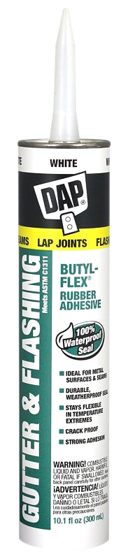 DAP Butyl-Flex 18184 Gutter and Flashing Sealant, White, Paste, Strong Solvent Odor/Scent, Pack of 12