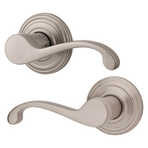 Kwikset Signature Series 720CHL15RCLRCSBBP Passage Lever, Non-Locking Lock, Satin Nickel, Knob Handle, Zinc, Residential