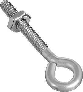 National Hardware N221-564 Eye Bolt, #10-24 Thread, 1-1/4 in L Thread, 0.28 in ID Dia Eye, 1.41 in L Shank, Pack of 10