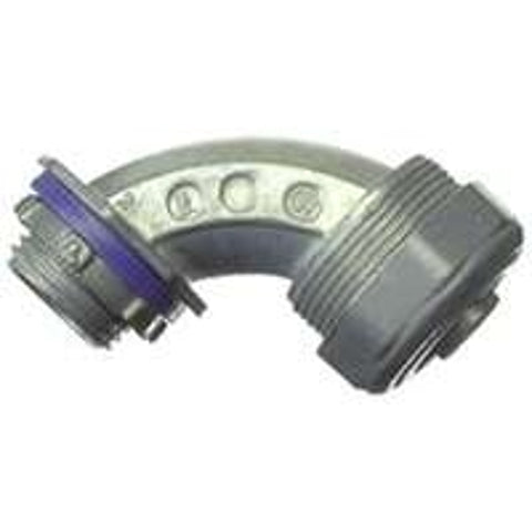 Halex 91695 Liquidtight Connector, 90 deg Angle, 1/2 in, Zinc, 1/BAG