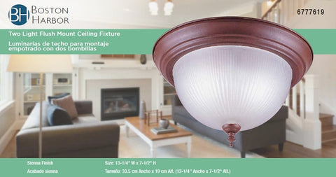 Boston Harbor F51SN02-1021F3L Ceiling Light Fixture, 0.5 A, 120 V, 60 W, 2-Lamp, A19 or CFL Lamp, Metal Fixture