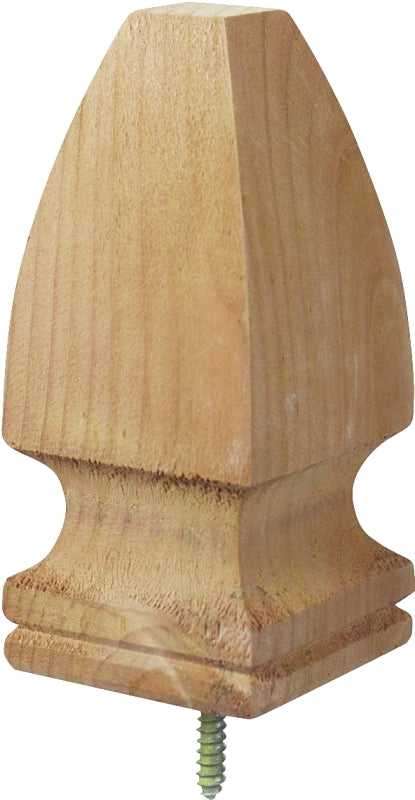UFP 106515 Post Top, 3-1/8 in Dia, 6-3/4 in H, French Gothic, Wood, White, Natural