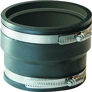 Fernco P1070-44 Flexible Coupling, 4 x 4 in, PVC, Black, 4.3 psi Pressure