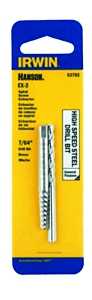 Irwin 53702 Extractor and Drill Bit Set, Specifications: #2 Shank, 1/4 In Drill Bit, Standard Shank, HSS