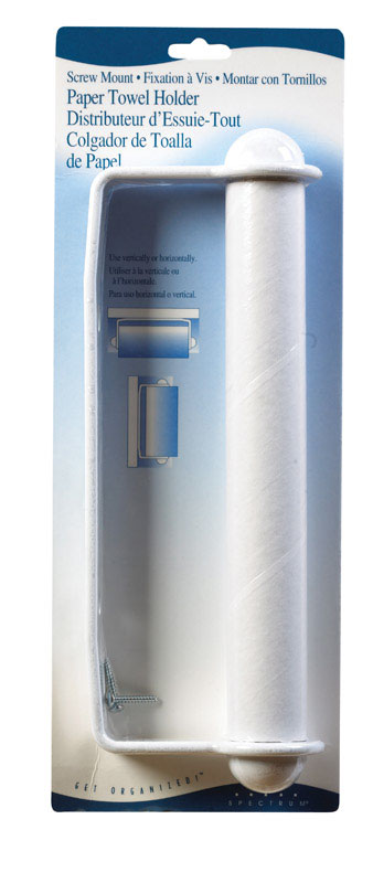 Spectrum White Plastic Wall Mount 4.8 in. H x 2.3 in. W x 13.5 in. L Paper Towel Holder