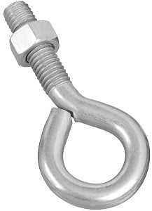 National Hardware N221-309 Eye Bolt, 1/2-13 Thread, 1-3/4 in L Thread, 1 in ID Dia Eye, 2.14 in L Shank, Steel, Zinc, Pack of 10