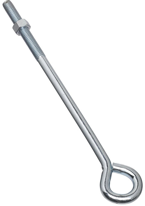National Hardware N221-341 Eye Bolt, 1/2-13 Thread, 3-3/4 in L Thread, 1 in ID Dia Eye, 10.14 in L Shank, Steel, Zinc, Pack of 10