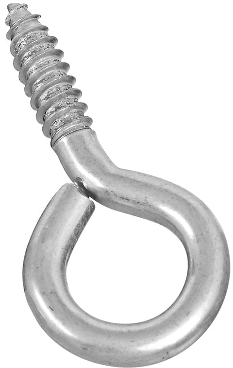 National Hardware N220-426 Screw Eye, 1-1/4 in L Thread, 2.88 in OAL, 150 lb Working Load, Steel, Zinc, Pack of 10