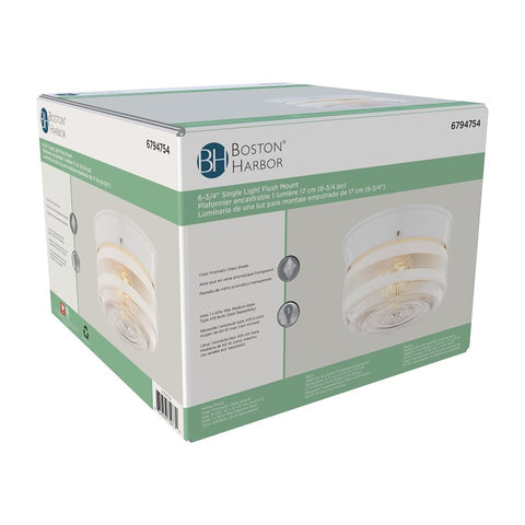Boston Harbor F13WH01-6859CL-3L Single Light Ceiling Fixture, 120 V, 60 W, 1-Lamp, A19 or CFL Lamp, White Fixture