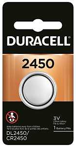 Duracell DL2450BPK Battery, 3 V Battery, 600 mAh, CR2450 Battery, Lithium, Manganese Dioxide, Pack of 6