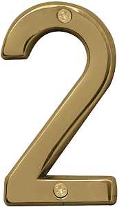 Hy-Ko Prestige Series BR-42PB/2 House Number, Character: 2, 4 in H Character, Brass Character, Brass, Pack of 3