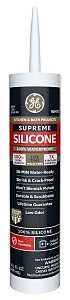 GE Supreme Silicone 2821640 Kitchen & Bath Sealant, White, 24 hr Curing, 10.1 fl-oz Cartridge