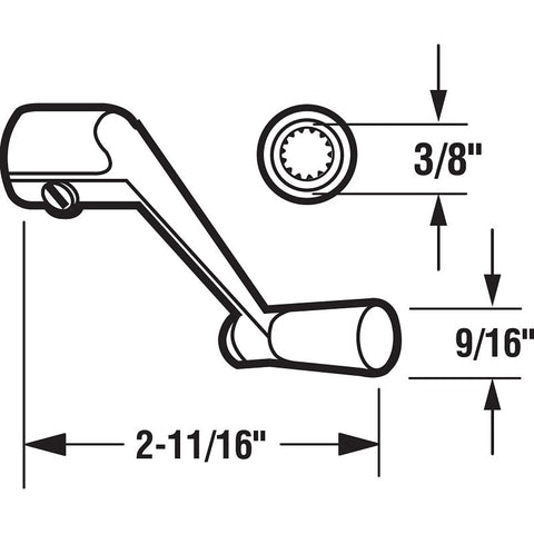 Prime-Line H 3533 Crank Handle, Aluminum/Zinc, Painted