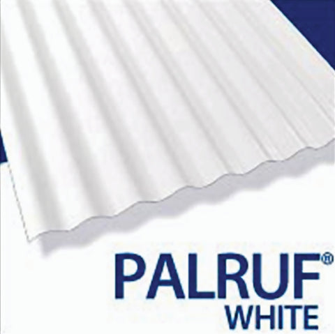 Palruf 101339 Corrugated Roofing Panel, 12 ft L, 26 in W, PVC, White, Pack of 10