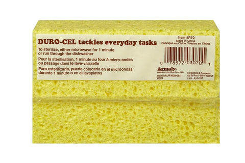 Duro-Cel 03070 Sponge, 6 in L, 4 in W, 1-1/2 in Thick, Cellulose, Yellow