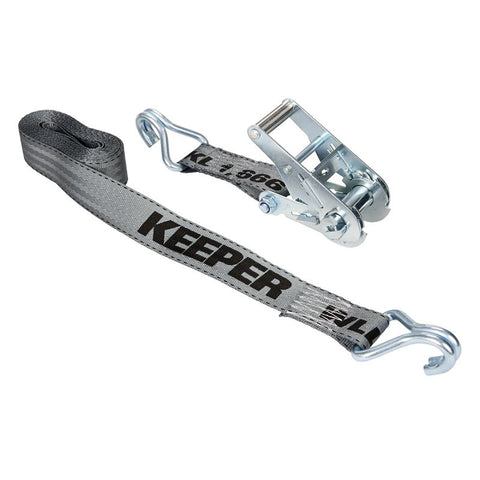 Keeper 05519 Tie-Down, 1-3/4 in W, 15 ft L, Polyester, Yellow, 1666 lb, J-Hook End Fitting