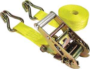 Keeper 05519 Tie-Down, 1-3/4 in W, 15 ft L, Polyester, Yellow, 1666 lb, J-Hook End Fitting