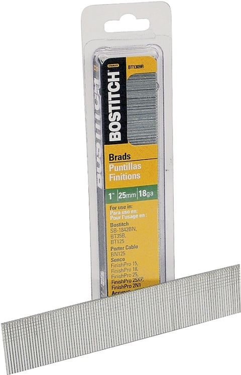 Bostitch BT1309B Nail, Glue Collation, 1 in L, 18 Gauge, Steel, Coated, Brad Head, Smooth Shank, 3000/PK
