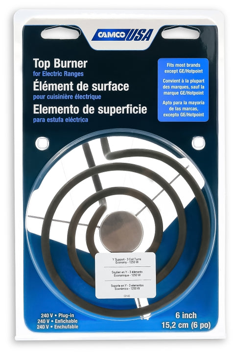 Camco USA 00143 Top Burner, 240 V, 1250 W, Plug