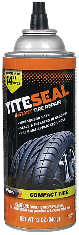Titeseal M1114/6 Instant Tire Repair Sealant, Seals Tire Up to: 3/16 in, 12 oz Aerosol Can, Liquid, Ammonia, Pack of 6