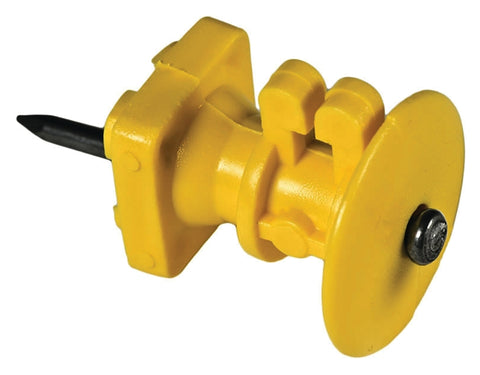 Zareba IWKNY-Z Wood Post Knob Insulator, 9 to 22 AWG Fence Wire, Aluminum/Polywire/Polyrope/Steel, Polyethylene, Yellow