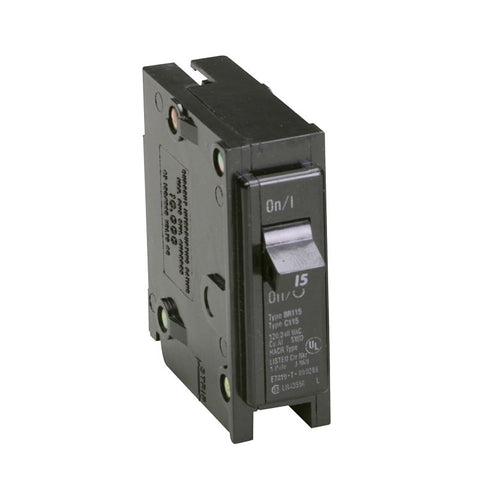 Cutler-Hammer BR115 Mini Circuit Breaker, Type BR, 15 A, 1-Pole, 120/240 V, Plug