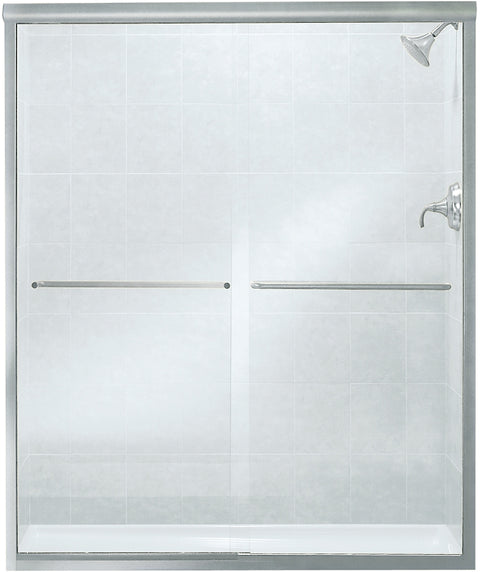 Sterling 5475-59S-G05 Shower Door, Silver Frame, Clear Glass, Tempered Glass, Frameless Frame, Aluminum Frame
