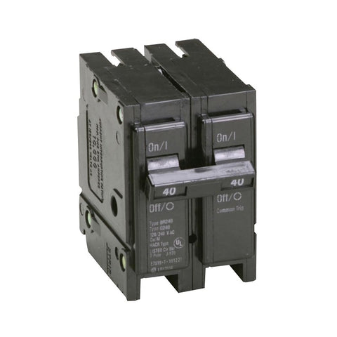 Cutler-Hammer BR240 Mini Circuit Breaker, Type BR, 40 A, 2-Pole, 120/240 V, Plug