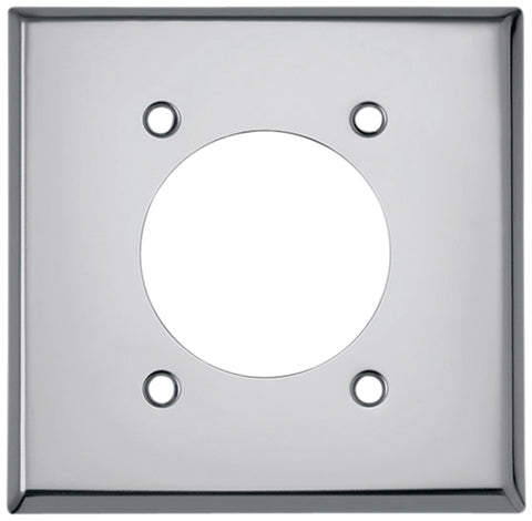 Eaton Wiring Devices 68-BOX Power Outlet Wallplate, Standard-Size, 4-1/2 in L, 4-9/16 in W, 2-Gang, Chrome