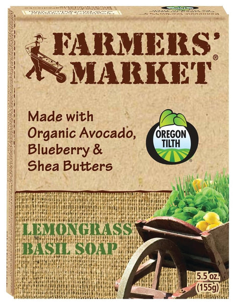 Farmers Market 946872082-12PK Bar Soap, 5.5 oz, Lemongrass Basil